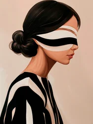 Une femme élégante aux yeux bandés