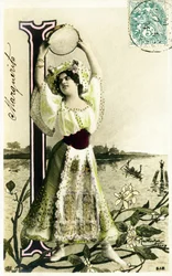 I : Mlle Fischer, artiste des années 1900 - Alphabet en carte postale
