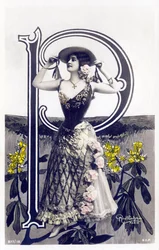 Mlle Lolita, artiste des années 1900 - alphabet en carte postale