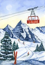 Ski en montagne en hiver
