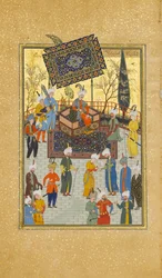 Khusrau assis sur son trône, Folio 64 d