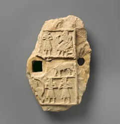 Plaque en relief avec une scène de banquet, c.2600-2500 av. J.-C.