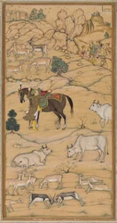 Akbar montant son cheval, page du Chester Beatty Akbar Nama Histoire d