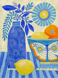 Nature morte aux agrumes bleus