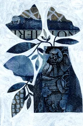 Composition botanique bleue en superposition