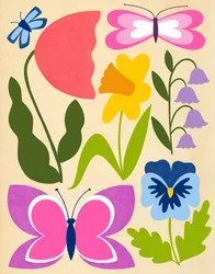 Papillons du jardin printanier
