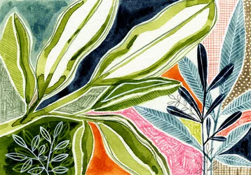 Feuilles végétales aux couleurs vives