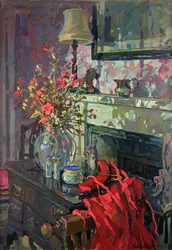 Intérieur avec robe rouge