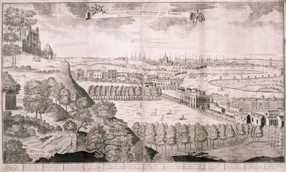 Vue depuis Greenwich Park, Londres, 1723