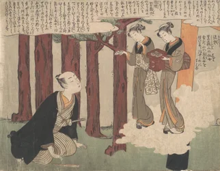 Première feuille du Shunga, Les Délicieuses Aventures Amoureuses de Maneyemon, vers 1769