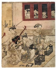 Quatre filles de Yoshiwara dans une chambre
