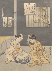 Foulage de tissu à la rivière aux bijoux Kinuta no Tamagawa, vers 1768