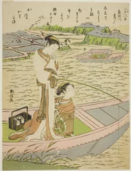 Oies descendant sur la rivière Sumida, de la série "Huit vues à la mode d