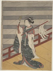 Jeune fille sur un balcon au-dessus d