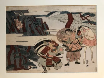 Kumagai Naozane capturant Taira no Atsumori à Ichi-no-tani