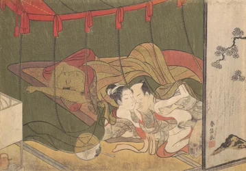 Amants sous une moustiquaire, XVIIIe siècle