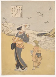 « La rivière joyau des pluviers, un lieu célèbre de la province de Mutsu », de la série Six rivières joyaux (Mu Tamagawa: Chidori no Tamagawa, Mutsu meisho)