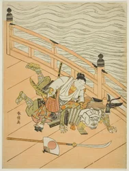 Ushiwakamaru et Benkei se battant sur le pont Gojo