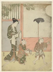 Femme et petits garçons jouant