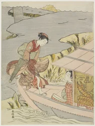 Femme montant à bord d