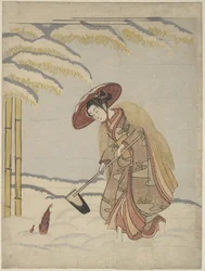 Femme déterrant des pousses de bambou dans la neige, ou parodie de Meng Zong (Mōsō), des Vingt-Quatre modèles de piété filiale
