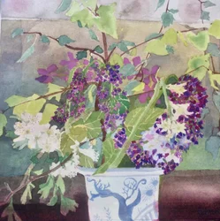 Fleurs printanières avec lilas, 2020 (aquarelle sur papier)
