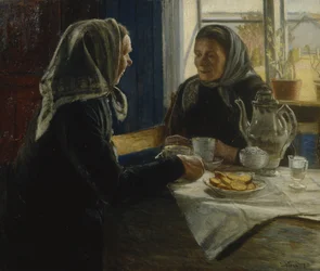 Deux femmes buvant du café