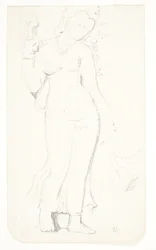 Femme debout. Feuille d