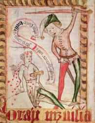 Crime, tiré des Codes nationaux de Magnus Eriksson (1319-64), vers 1450