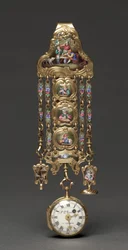 Montre Chatelaine, milieu des années 1800 (métal et émail)