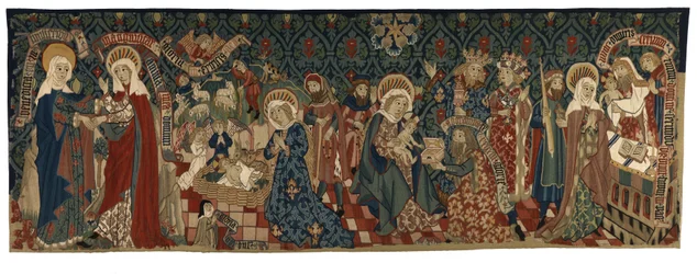 Dorsal de tapisserie représentant quatre scènes de la Vie de la Vierge, de Bâle, vers 1450-75