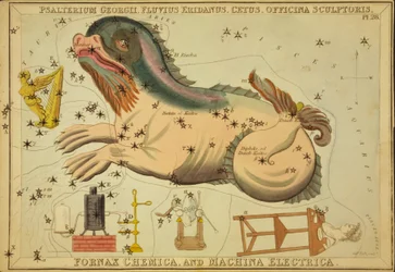 Psalterium Georgii, Fluvius Eridanus, Cetus, Officina Sculptoris, Fornax Chemica, et Machina Electrica, Illustration de 