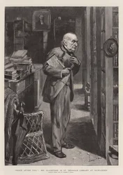Paix après le labeur, M. Gladstone dans la bibliothèque de St Deiniol à Hawarden