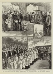 Le Prince et la Princesse de Galles au Danemark, posant la première pierre de la nouvelle église anglaise à Copenhague