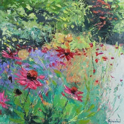 Echinacea in the Border, 2025 (acrylique)