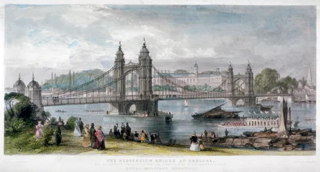 Vue du pont suspendu à Chelsea, Londres, 1852