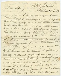 Lettre signée T.F. Smith, Rock Island, à Henry Chouteau, St. Louis, Mo., 18 octobre 1834