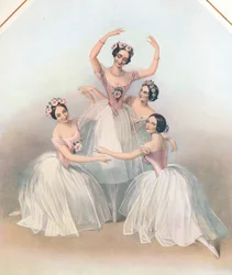 Le célèbre Pas de Quatre : composé par Jules Perrot, vers 1850