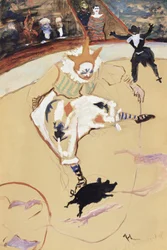 Au cirque Fernando Medrano avec un porcelet (vers 1889)