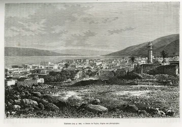 Vue générale de Tibériade (Israël). Gravure de Taylor, pour illustrer l