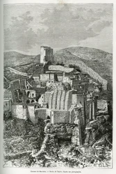Le couvent de Mar-Saba (Mar Saba) (Palestine). Gravure de Taylor, pour illustrer l