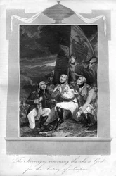 Les souverains rendant grâce à Dieu pour la victoire de Leipzig, 1816