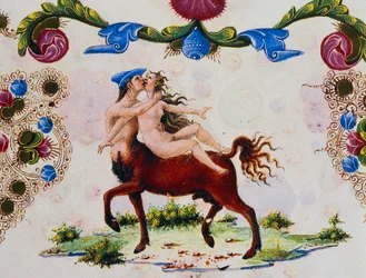 Centaure et figure féminine, Volume II f 287, v, Bible de Borso d