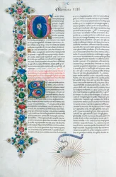 Page de manuscrit enluminé du Décaméron, de Giovanni Boccaccio, italien, vers 1467