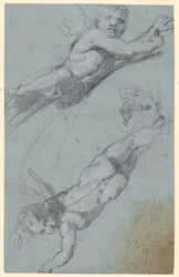 Esquisses de deux putti ailés et une urne