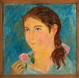 Jeune fille avec une rose à la main