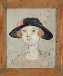 Tête de femme au chapeau noir
