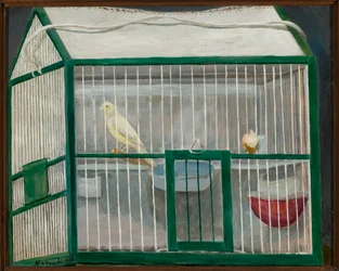 Une cage avec un canari
