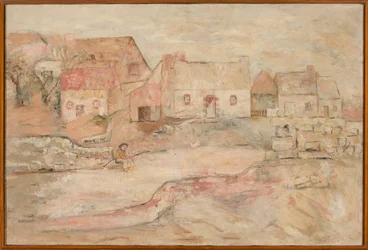 Paysage breton avec un homme assis