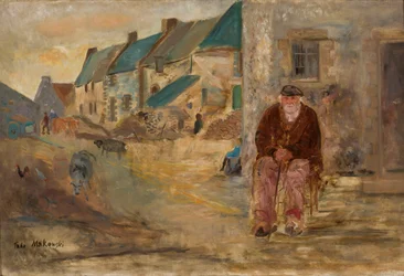 Paysage breton avec un vieux pêcheur